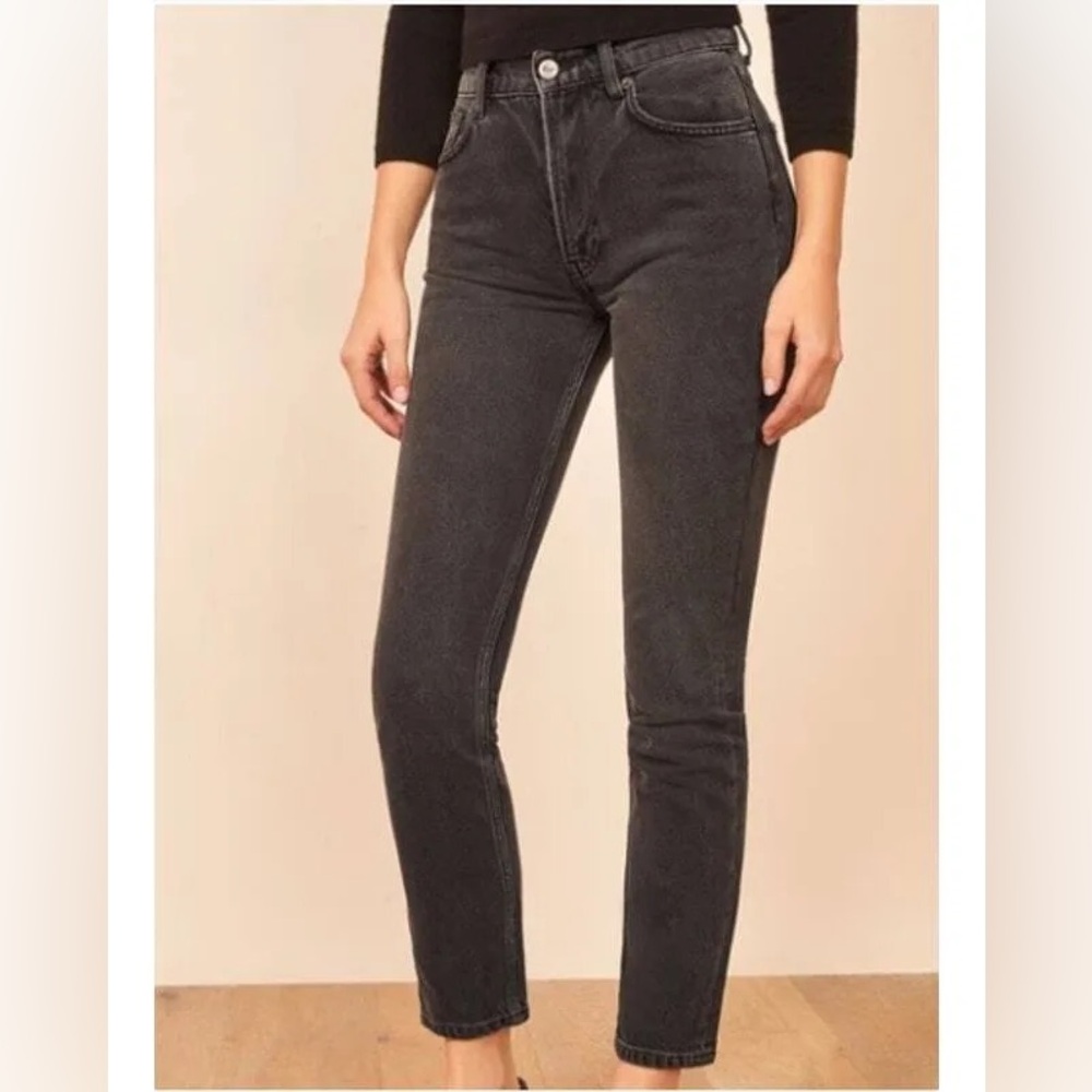 Reformation High Rise Julia‎ Cigarette Jeans Washed Black Rigid Denim Size 26/4